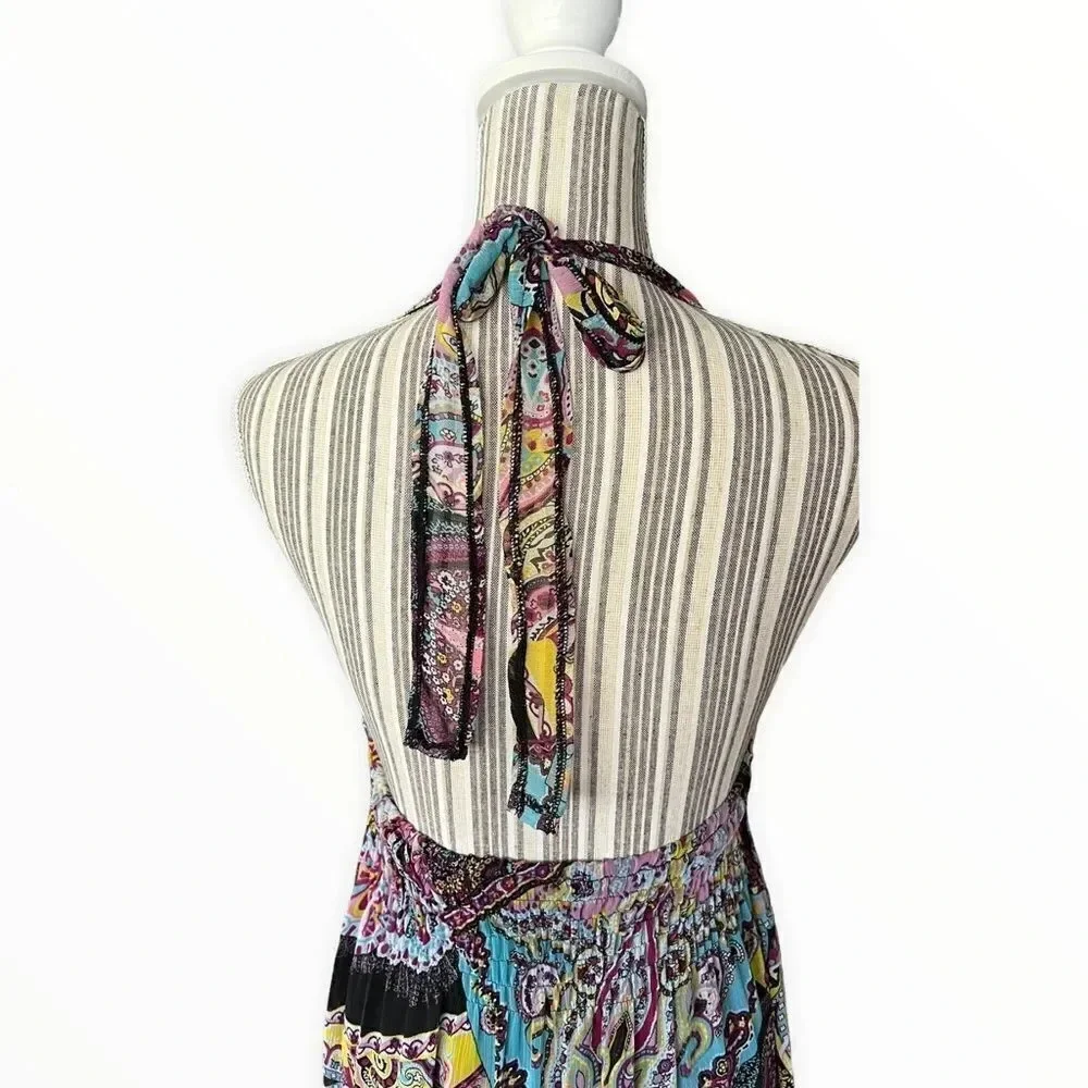 STUDIO F | Multicolored | Halter Smocked Waist Printed Dress - Picture 8 of 13
